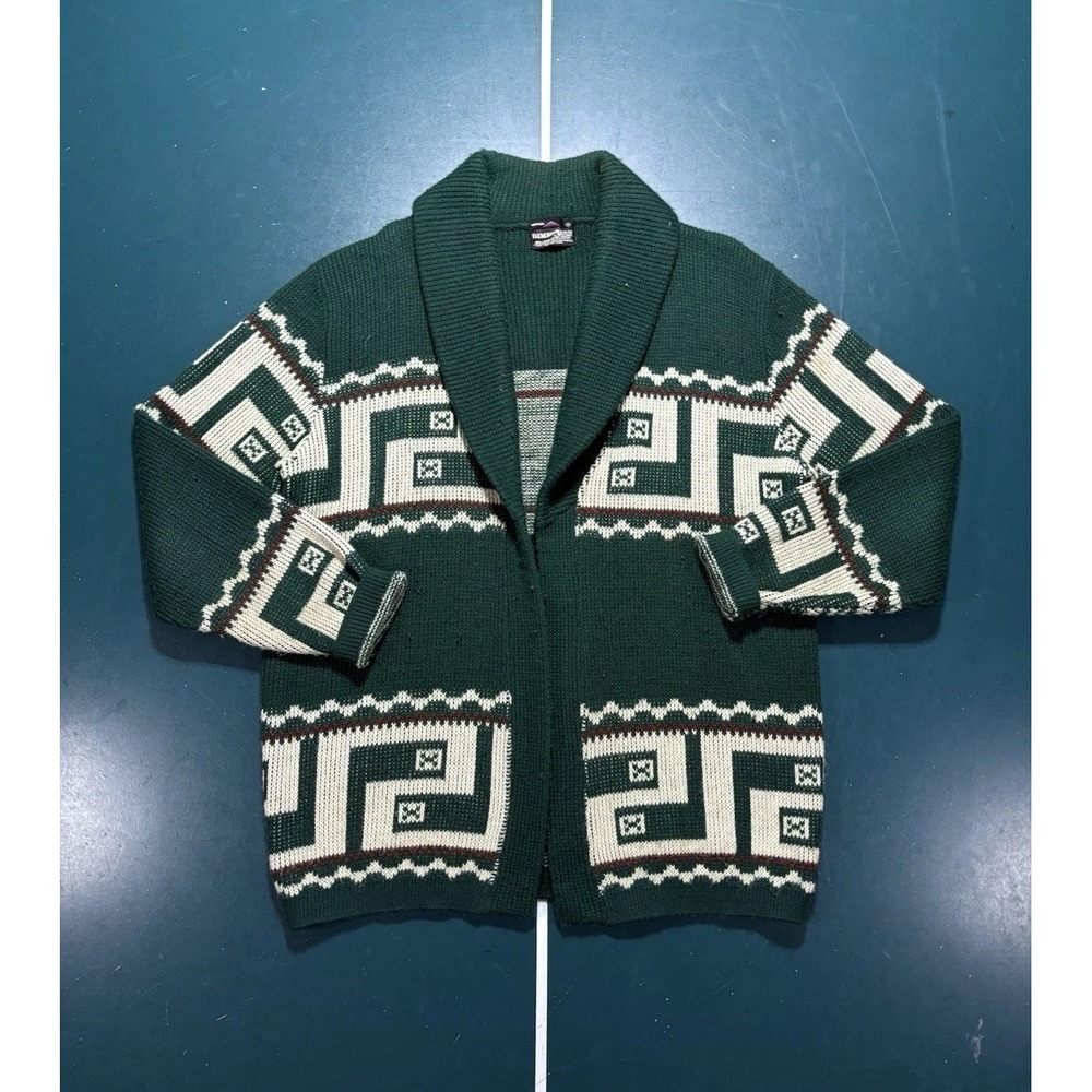 Vtg 70s Dimension Aztec Saddle Blanket Open Front Cardigan Sweater Shawl Medium
